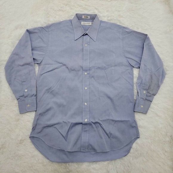 SAKS FIFTH AVENUE Men's Button Up Shirt Long Sleeve Cotton Oxford Blue, Small - Picture 1 of 8